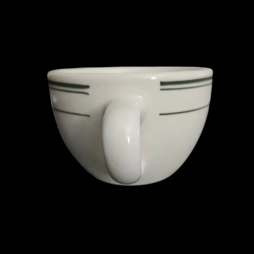Tuxton Green Bay Stripe Coffee Cups Set of 2 White Restaurant Ware 3.75